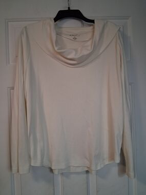 Kim Rogers Cream Cowl Neck Long Sleeve Casual Blouse Size XL Top